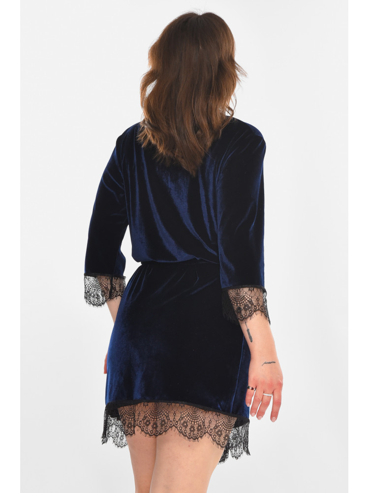 Халат женский велюровый тёмно-синего цвета М08/1 212257C