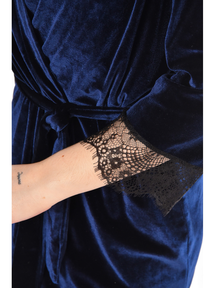 Халат женский велюровый тёмно-синего цвета М08/1 212257C