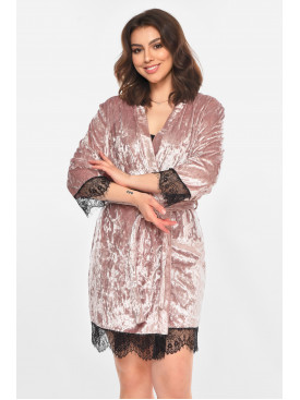 Халат жіночий напівбатальний велюровий бузкового кольору М06 212262C