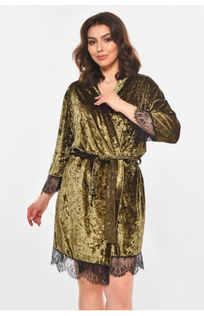 Халат женский велюровый оливкового цвета М06 212269C