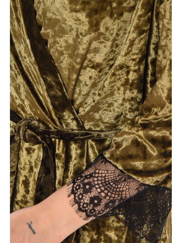 Халат женский велюровый оливкового цвета М06 212269C