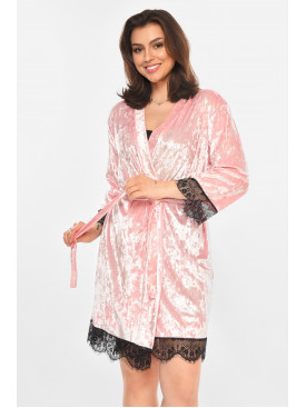 Халат женский велюровый розового цвета М06 212272C