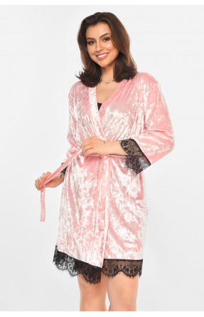 Халат женский велюровый розового цвета М06 212272C
