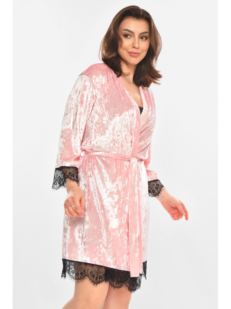 Халат женский велюровый розового цвета М06 212272C