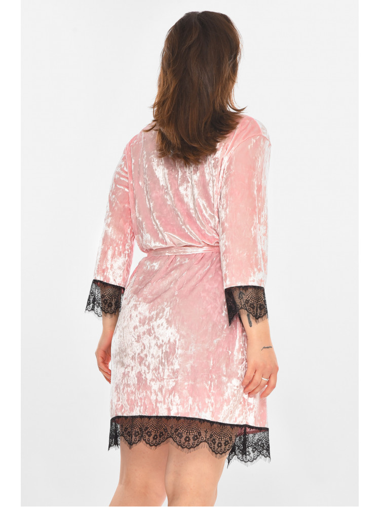 Халат женский велюровый розового цвета М06 212272C