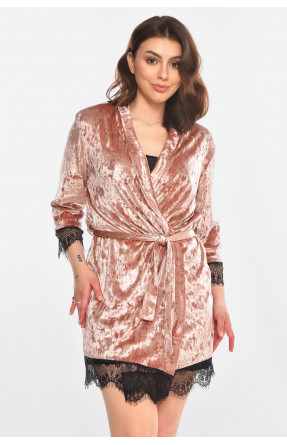 Халат женский велюровый сиреневого цвета М08 212273C