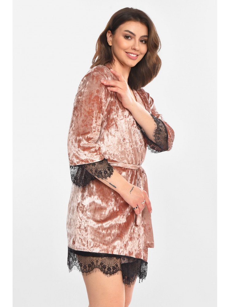 Халат женский велюровый сиреневого цвета М08 212273C