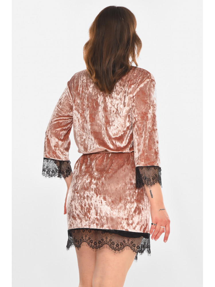 Халат женский велюровый сиреневого цвета М08 212273C