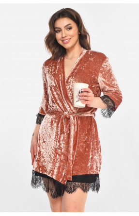 Халат женский велюровый тёмно-розового цвета М06 212274C