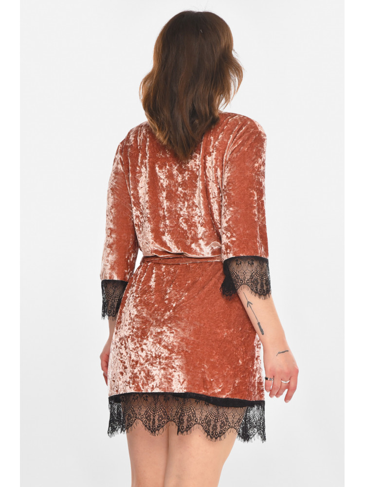 Халат женский велюровый тёмно-розового цвета М06 212274C