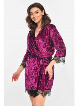Халат женский велюровый фиолетового цвета М06 212277C