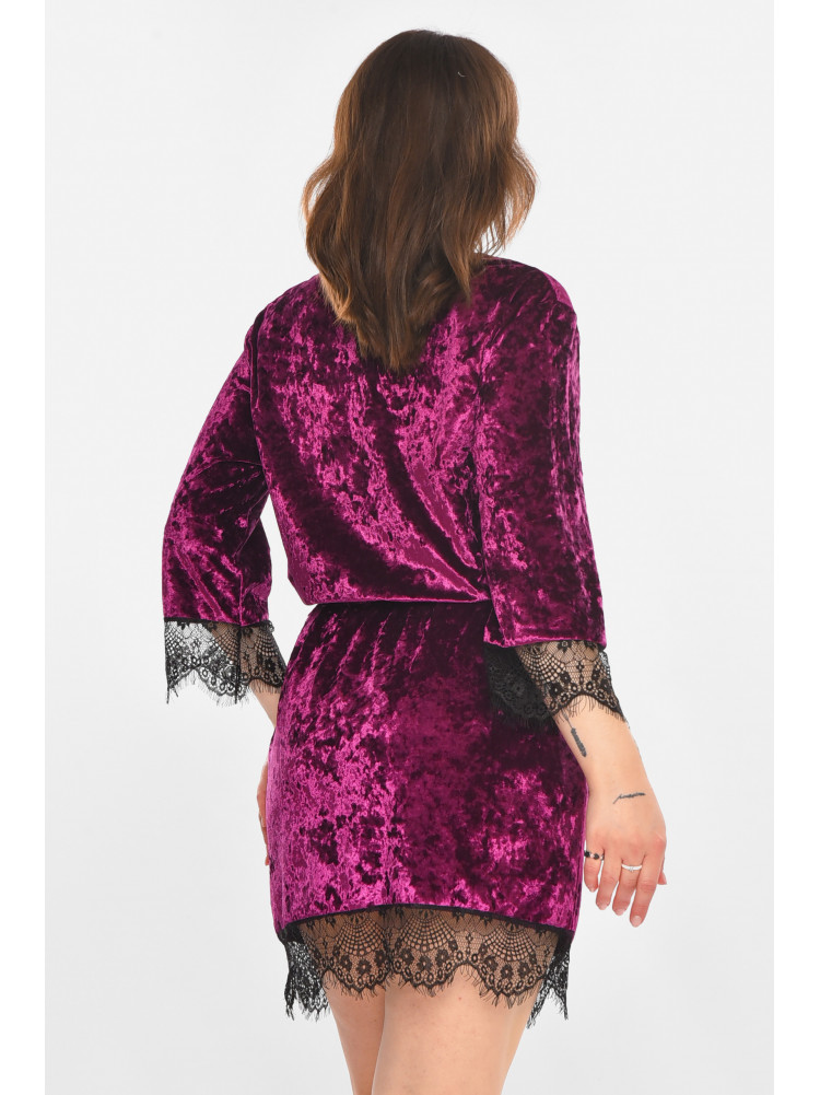 Халат женский велюровый фиолетового цвета М06 212277C