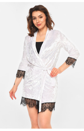 Халат жіночий велюровий білого кольору М06 212278C