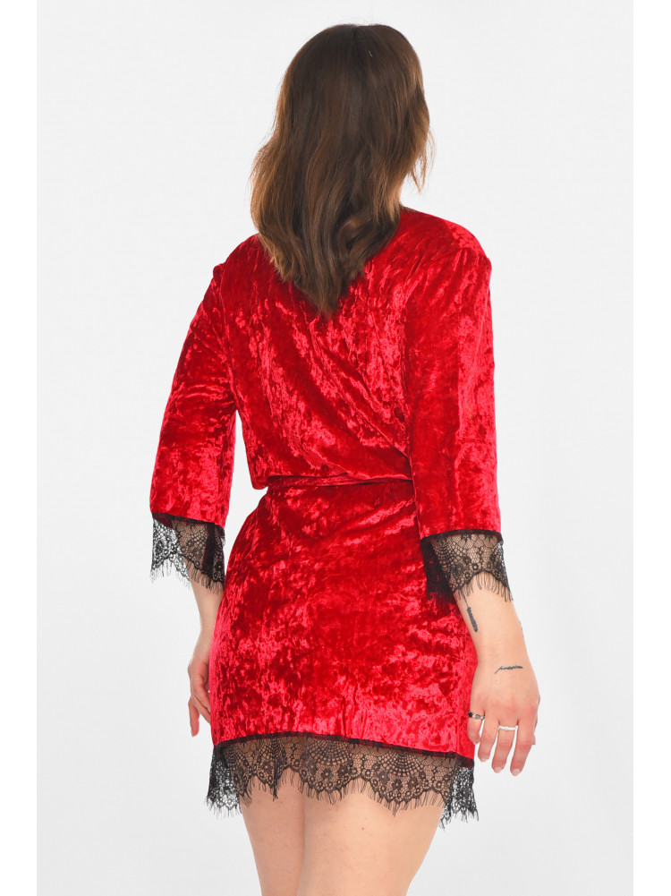 Халат женский велюровый малинового цвета М08 212279C