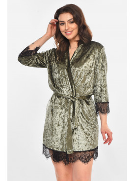 Халат жіночий велюровий оливкового кольору М08 212281C
