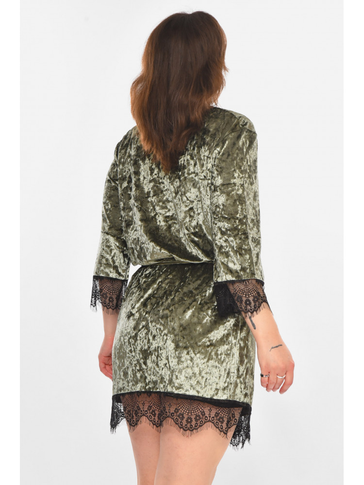 Халат женский велюровый оливкового цвета М08 212281C