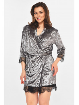 Халат женский велюровый серого цвета М08 212282C