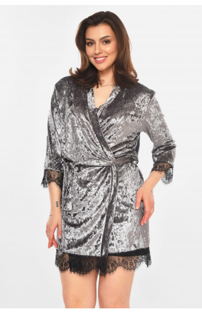 Халат женский велюровый серого цвета М08 212282C