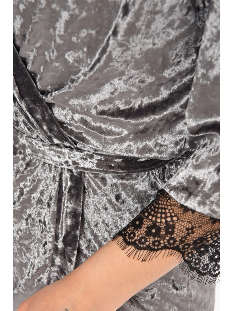 Халат женский велюровый серого цвета М08 212282C