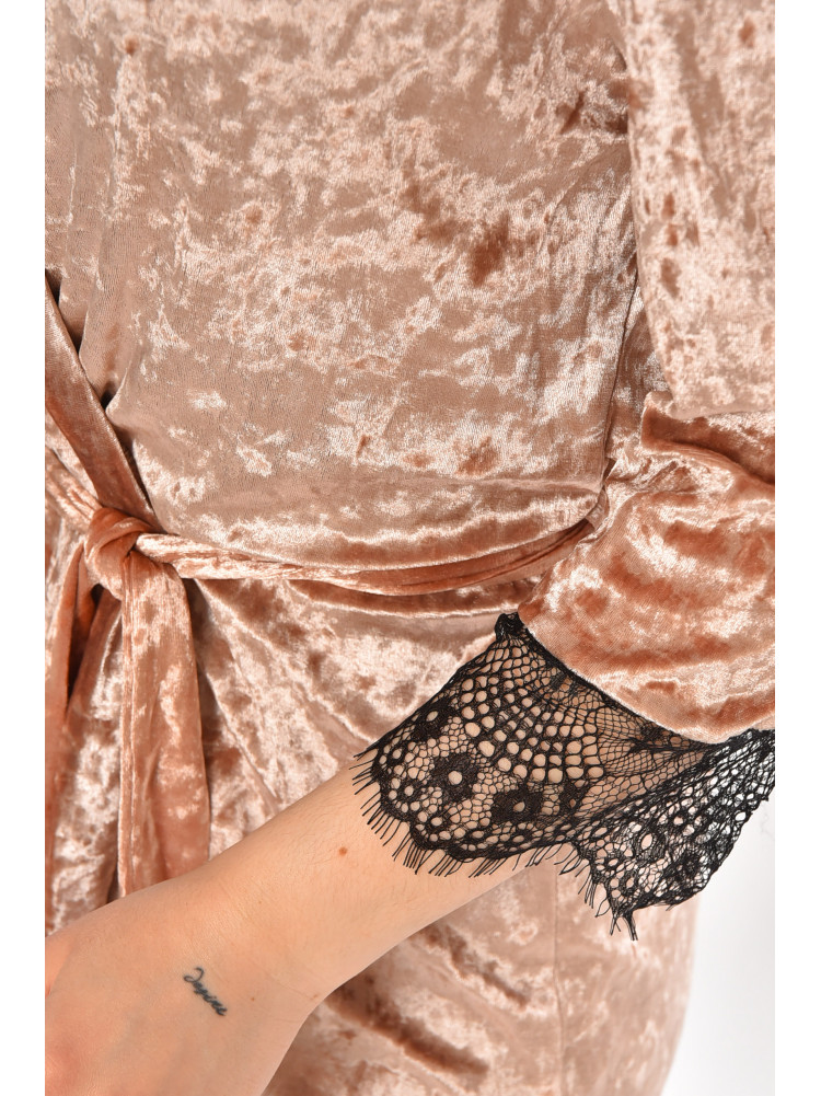 Халат жіночий велюровий пудрового кольору М08 212285C