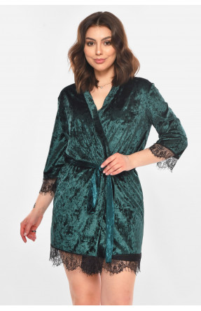 Халат женский велюровый изумрудного цвета М08 212286C