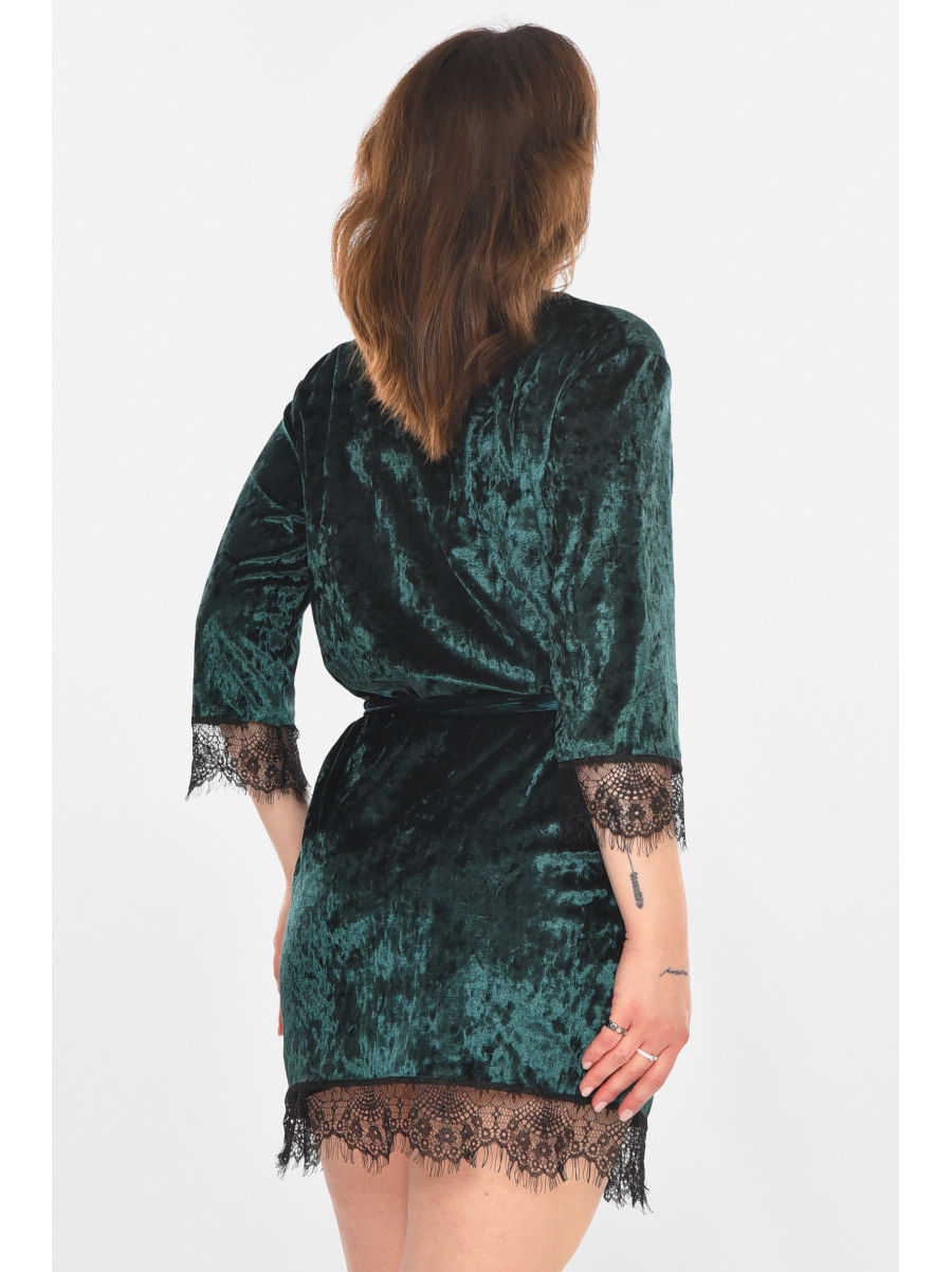 Халат женский велюровый изумрудного цвета М08 212286C