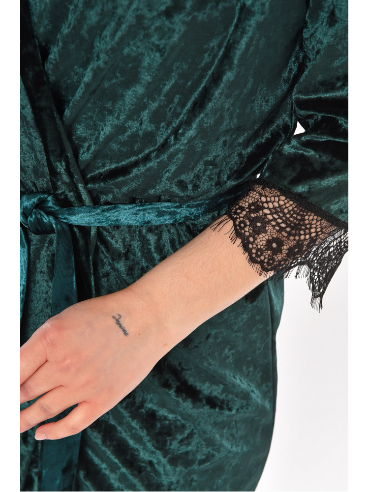 Халат женский велюровый изумрудного цвета М08 212286C