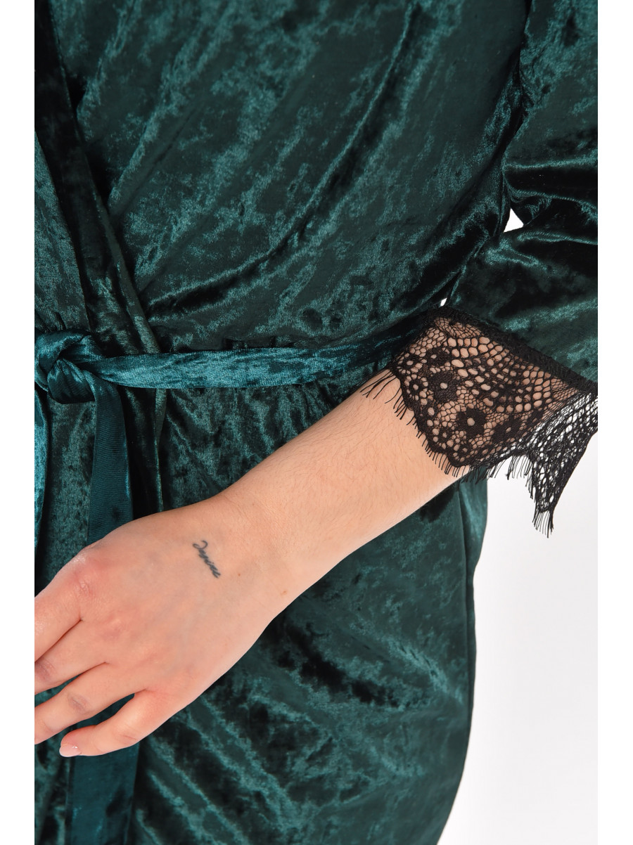 Халат женский велюровый изумрудного цвета М08 212286C