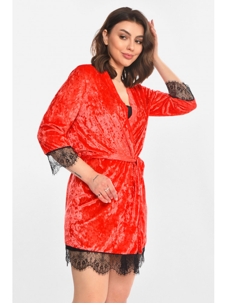 Халат женский велюровый розового цвета М08 212288C