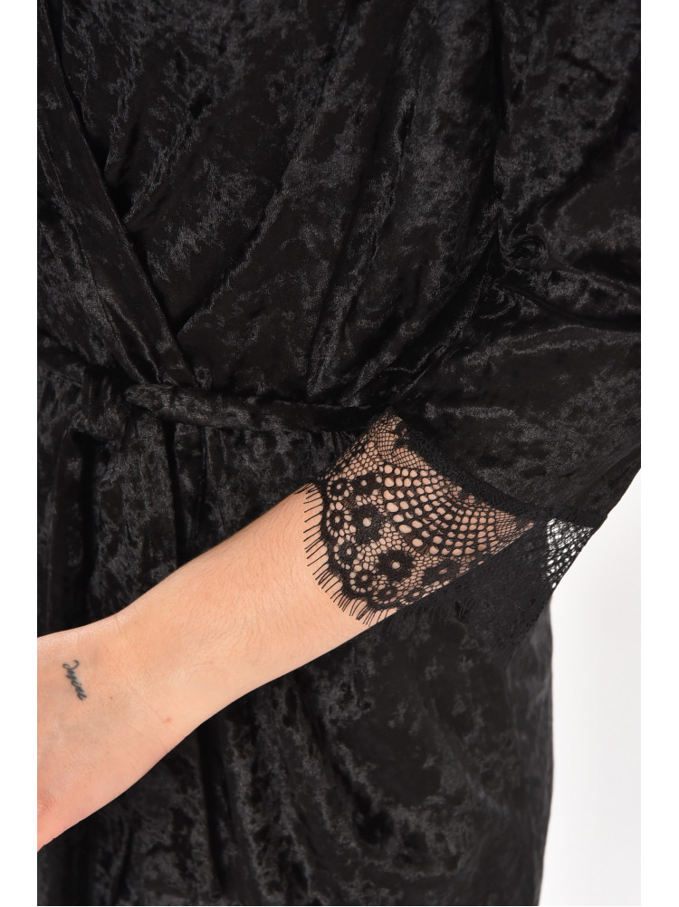 Халат женский велюровый черного цвета М08 212289C