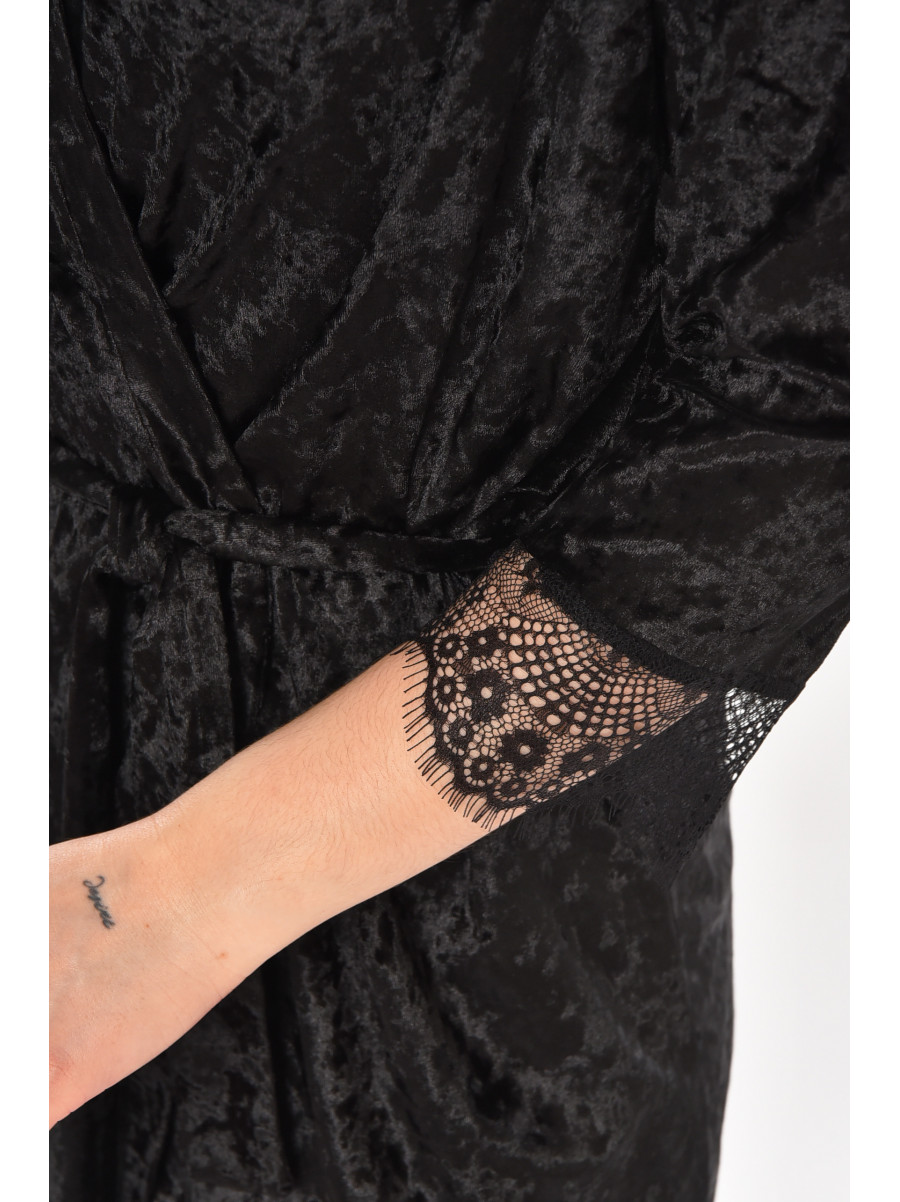 Халат женский велюровый черного цвета М08 212289C