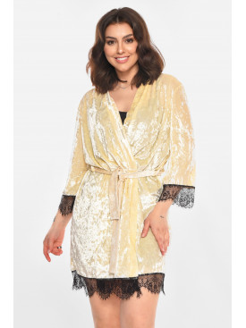 Халат жіночий велюровий молочного кольору М08 212290C