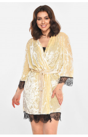 Халат женский велюровый молочного цвета М08 212290C