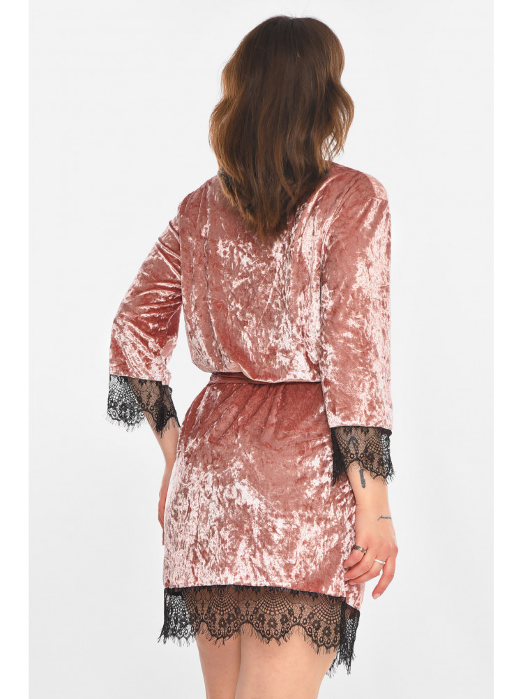 Халат женский велюровый сиреневого цвета М08 212291C