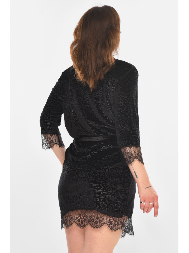 Халат женский велюровый черного цвета 1857 212294C