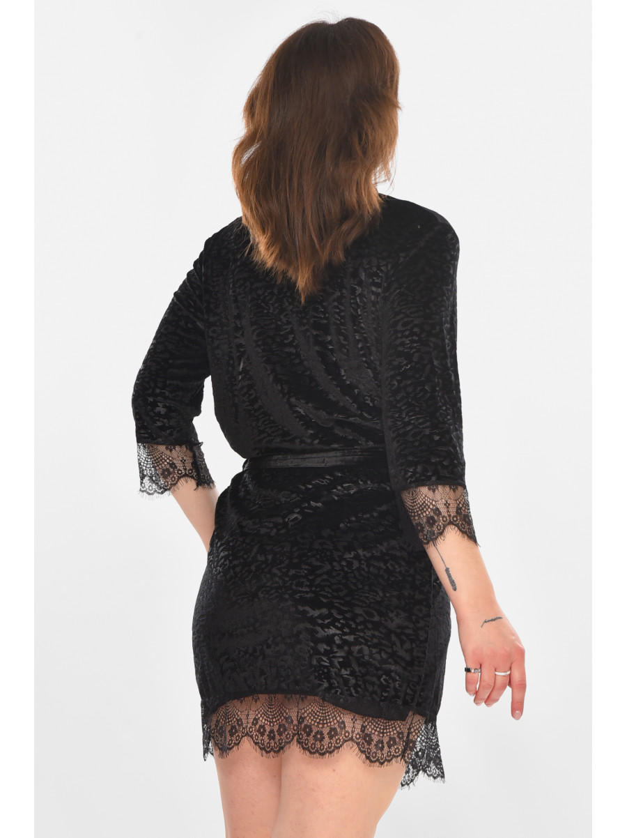 Халат женский велюровый черного цвета 1857 212294C