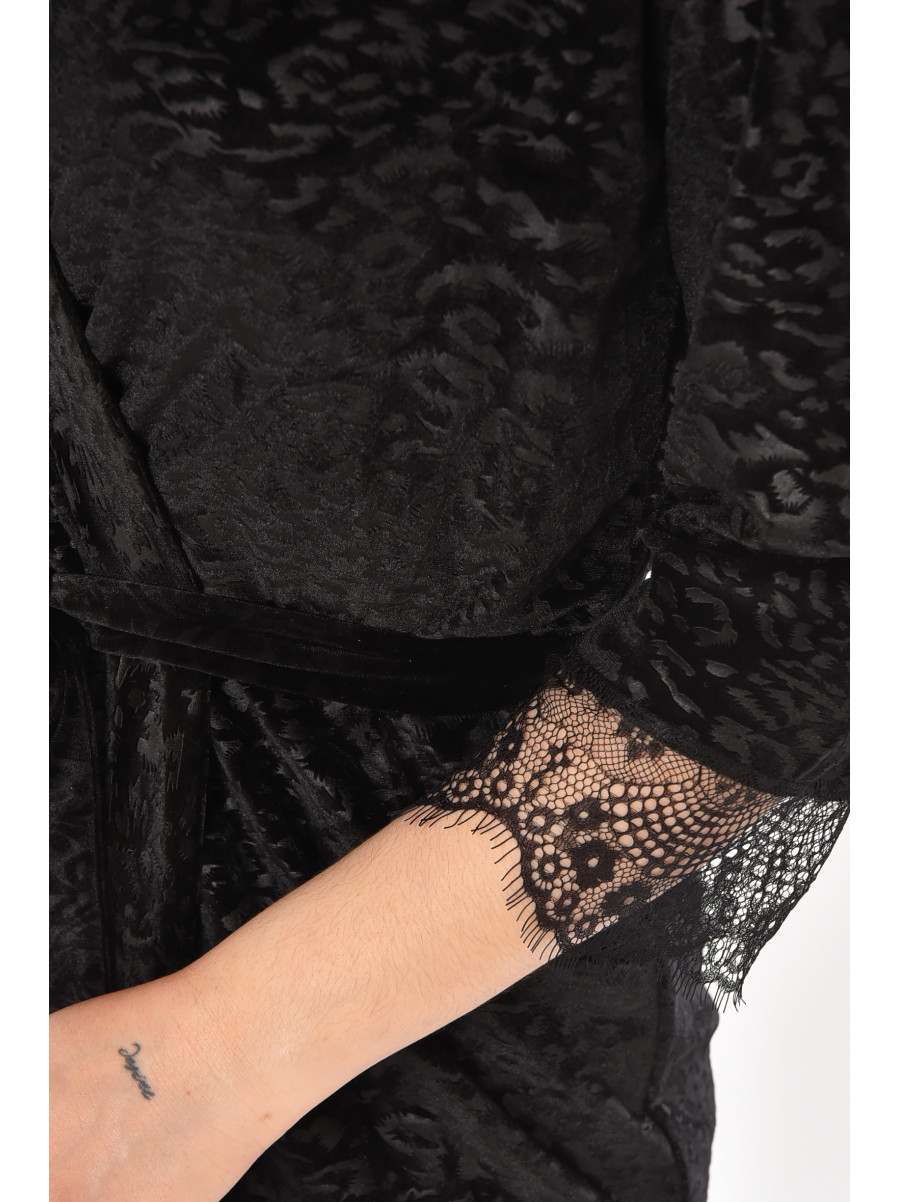 Халат женский велюровый черного цвета 1857 212294C