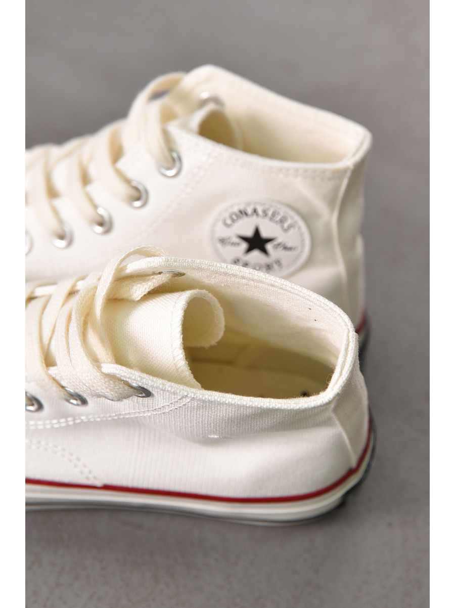 Кеды женские высокие белого цвета на шнуровке L030-1 212295C