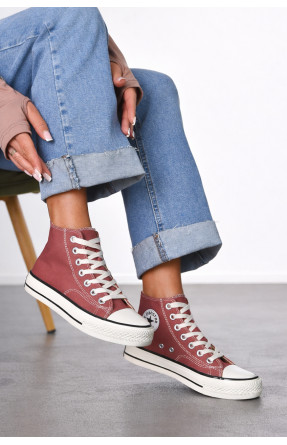 Кеды женские высокие светло-коричневого цвета на шнуровке L030-6 212296C