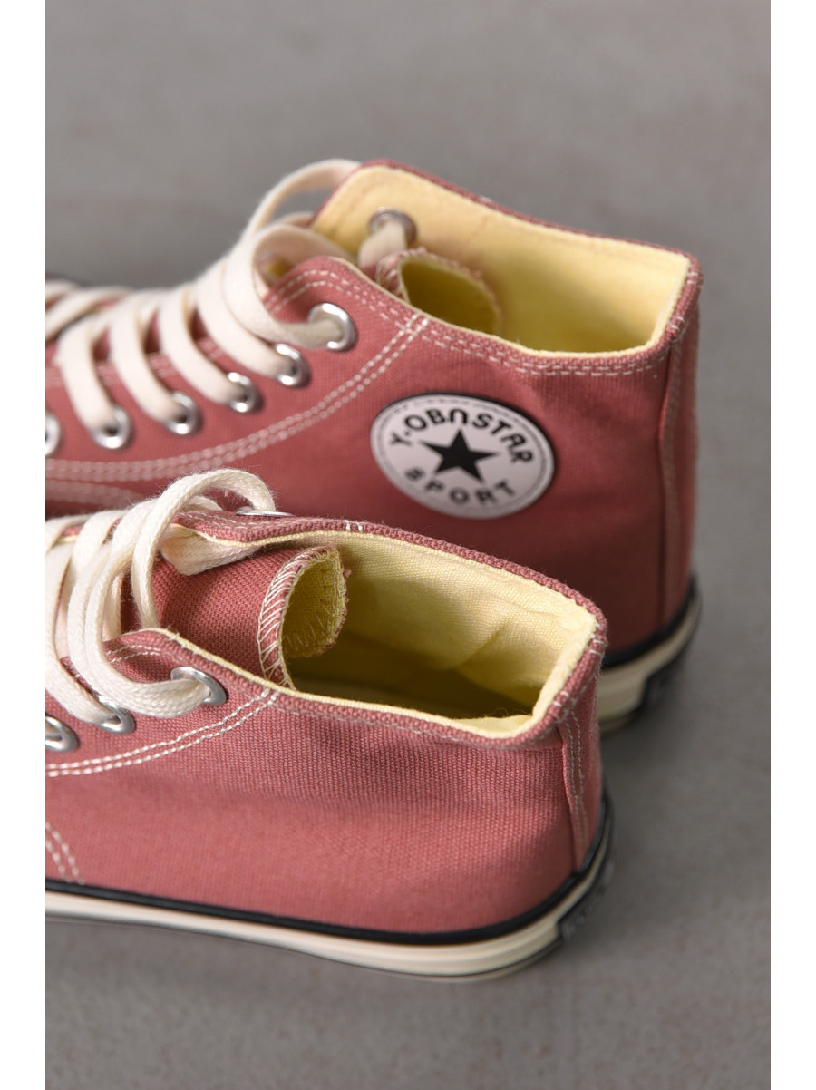 Кеды женские высокие светло-коричневого цвета на шнуровке L030-6 212296C