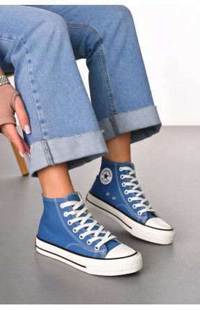 Кеды женские высокие синего цвета на шнуровке L030-5 212297C