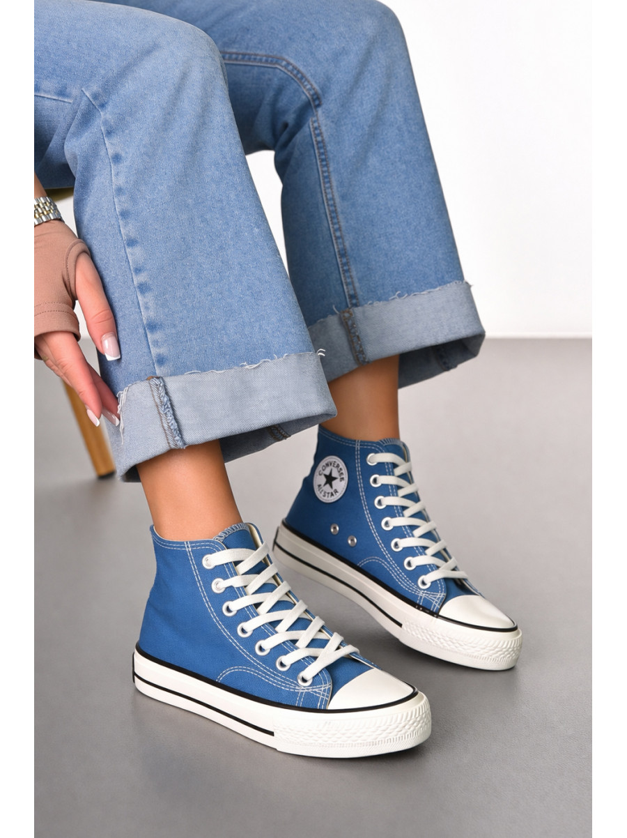 Кеды женские высокие синего цвета на шнуровке L030-5 212297C