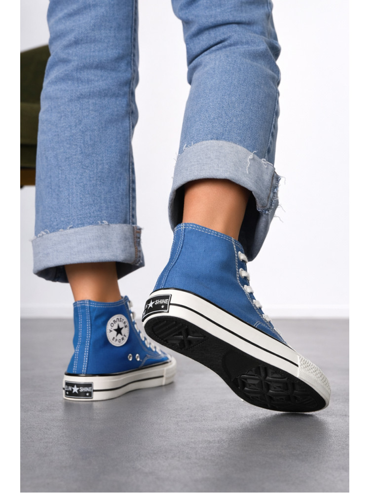 Кеды женские высокие синего цвета на шнуровке L030-5 212297C