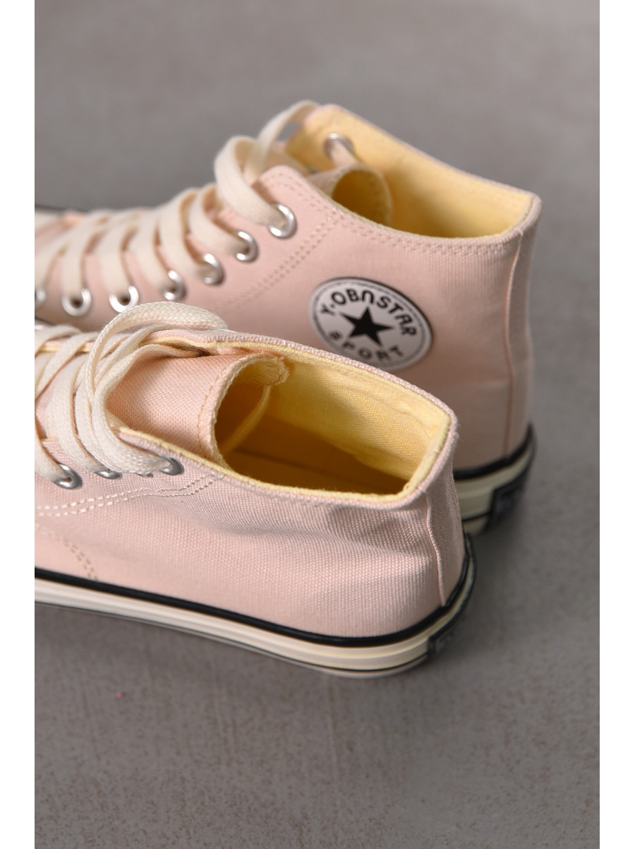 Кеды женские высокие пудрового цвета на шнуровке L030-3 212298C