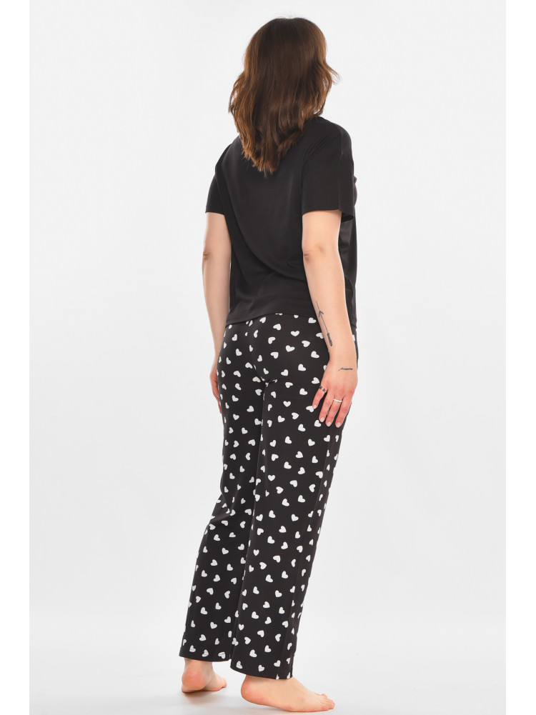 Пижама женская полубатальная черного цвета с принтом 19034,1 212301C