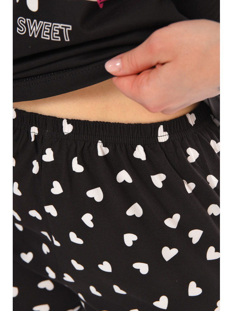 Пижама женская полубатальная черного цвета с принтом 19034,1 212301C