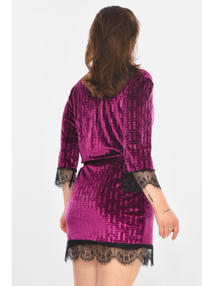 Халат женский велюровый фиолетового цвета 0852 212302C