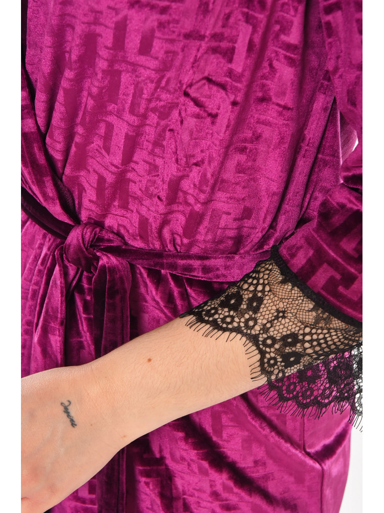 Халат женский велюровый фиолетового цвета 0852 212302C