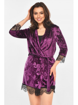 Халат женский велюровый сиреневого цвета М08 212304C