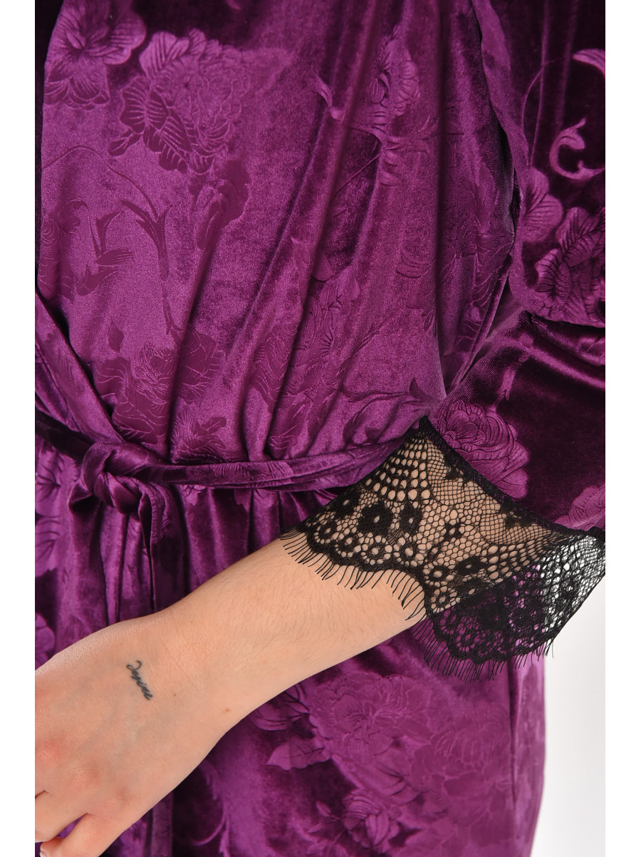 Халат женский велюровый сиреневого цвета М08 212304C